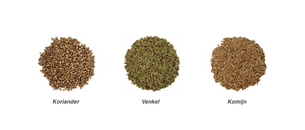 koriander, venkel en komijn