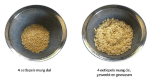 Mung dal, droog en gewekt